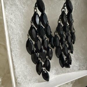 Black Faceted Cascade Drop Earrings - Women Jewelry